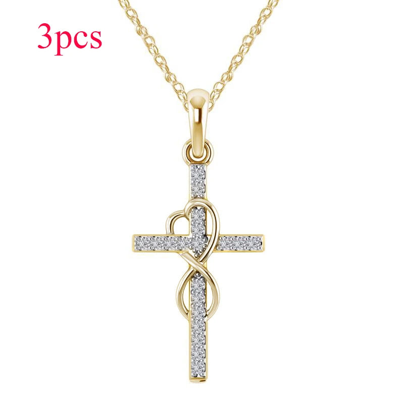 Crystal-Set Cross Pendant Necklace supplier gallery image 22
