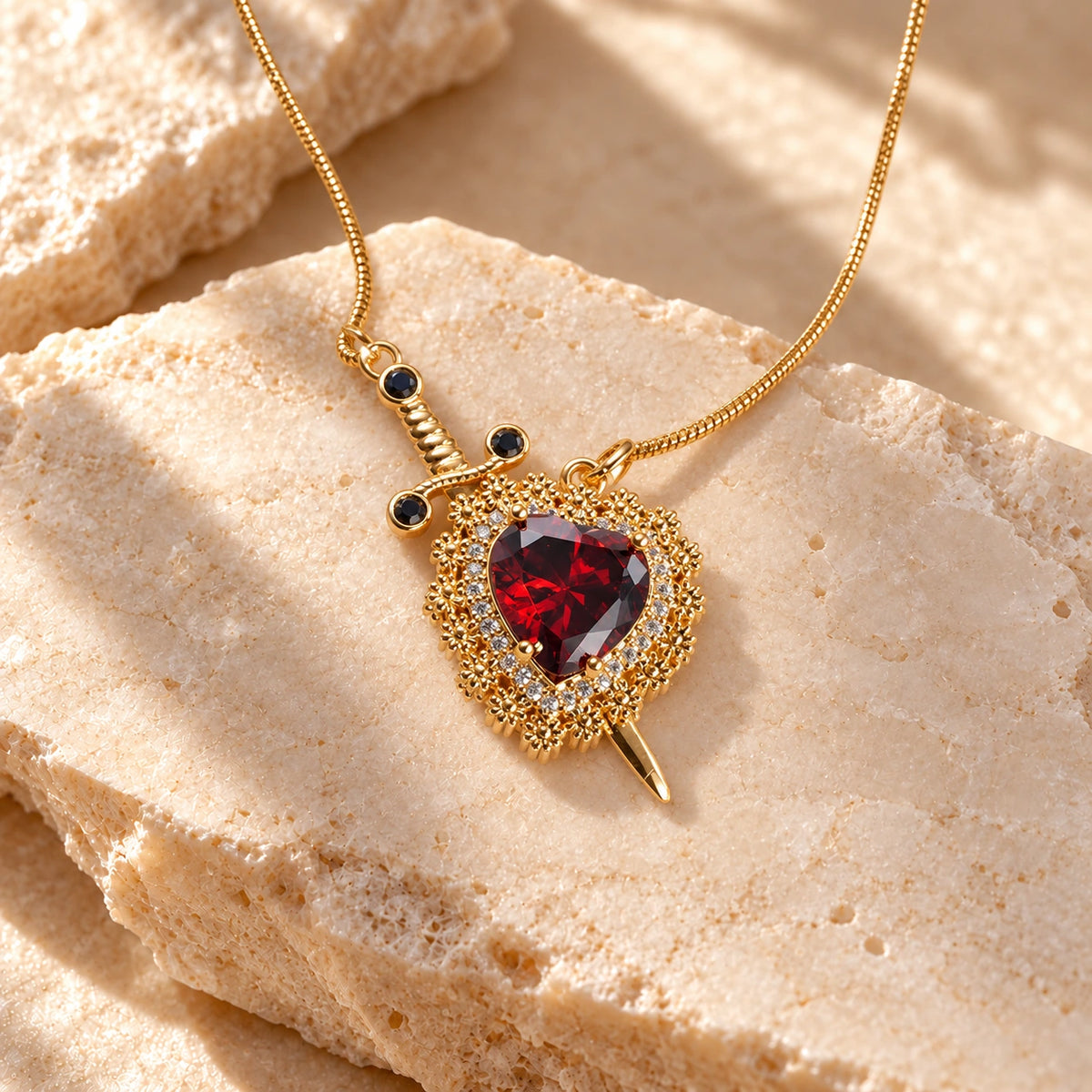Generated concept artwork for Gothic One Arrow Through Heart Necklace; illustrative only, not an exact product photograph