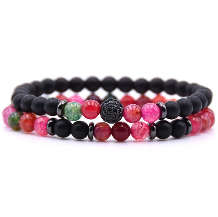 6 mm Natural Stone Bead Bracelet, view 2