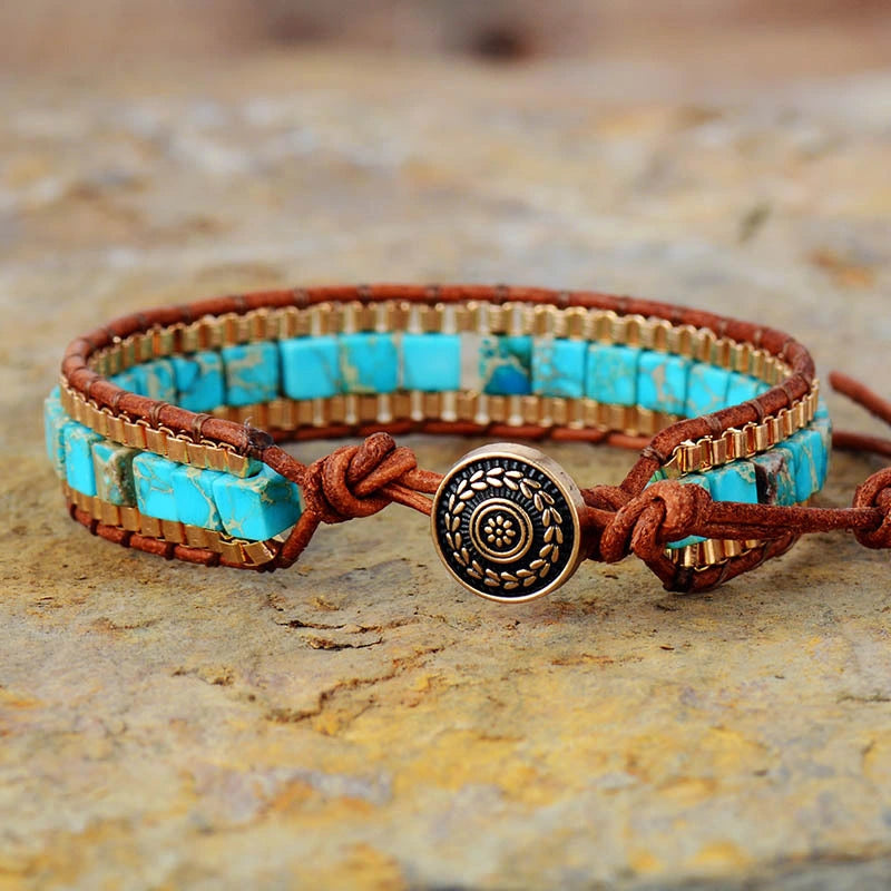 Imperial Stone Hand Woven Leather Bracelet supplier gallery image 7