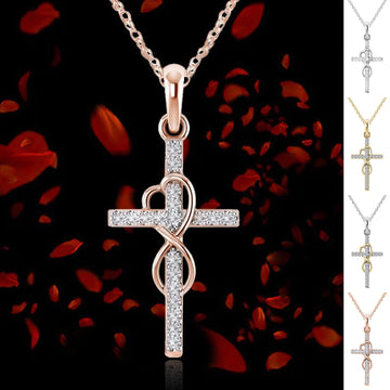 Crystal-Set Cross Pendant Necklace supplier gallery image 3