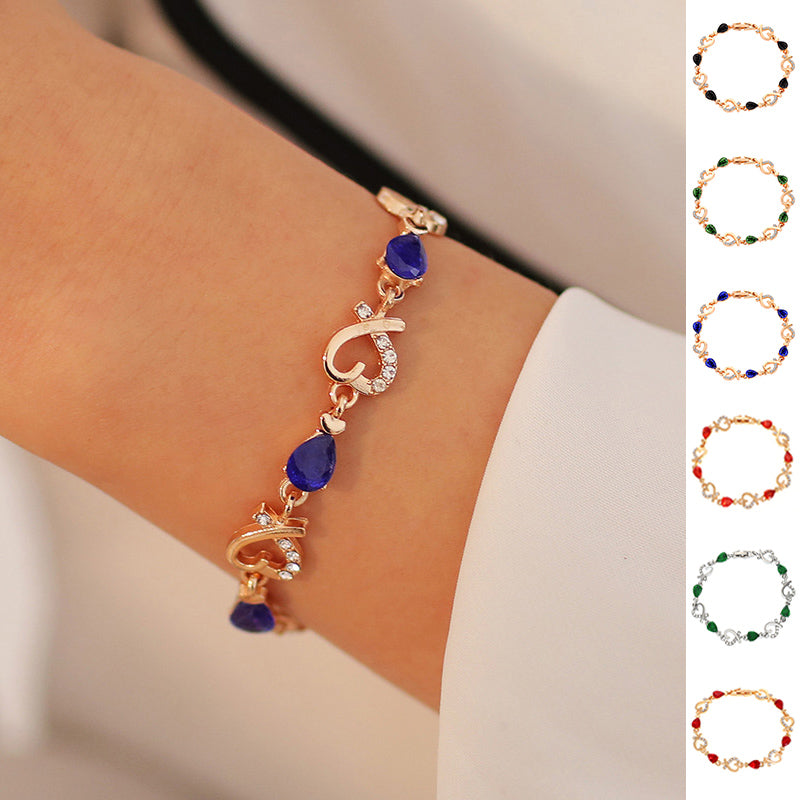 Supplier listing photo for Hollow Love Rhinestones Heart Shaped Bracelet