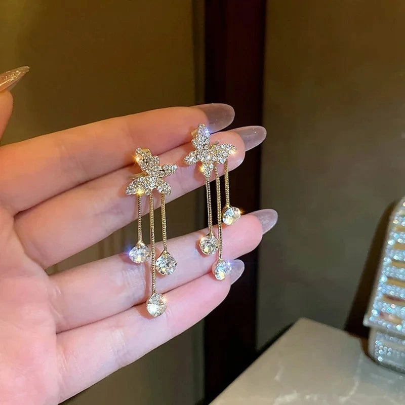 Shiny Butterfly Drop Dangle Elegant Earrings supplier gallery image 7
