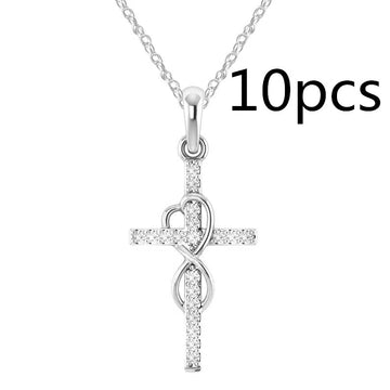Crystal-Set Cross Pendant Necklace supplier gallery image 19