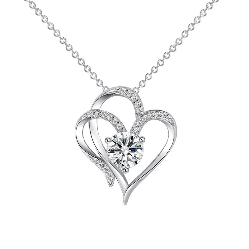 Double Love Rhinestones Personalized Heart Necklace supplier gallery image 8