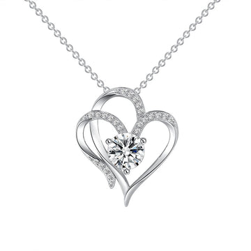 Double Love Rhinestones Personalized Heart Necklace supplier gallery image 8