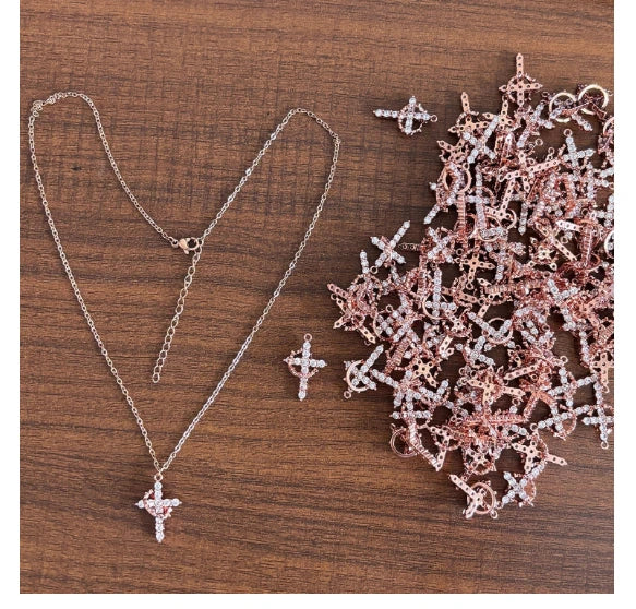 Rotating Crown Cross Pendant Necklace, view 19
