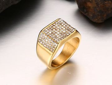 Men's Titanium Steel Crystal Ring, view 6
