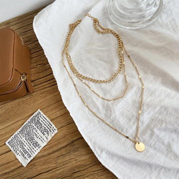 Multilayer Disc Chains Personality Necklace supplier gallery image 5