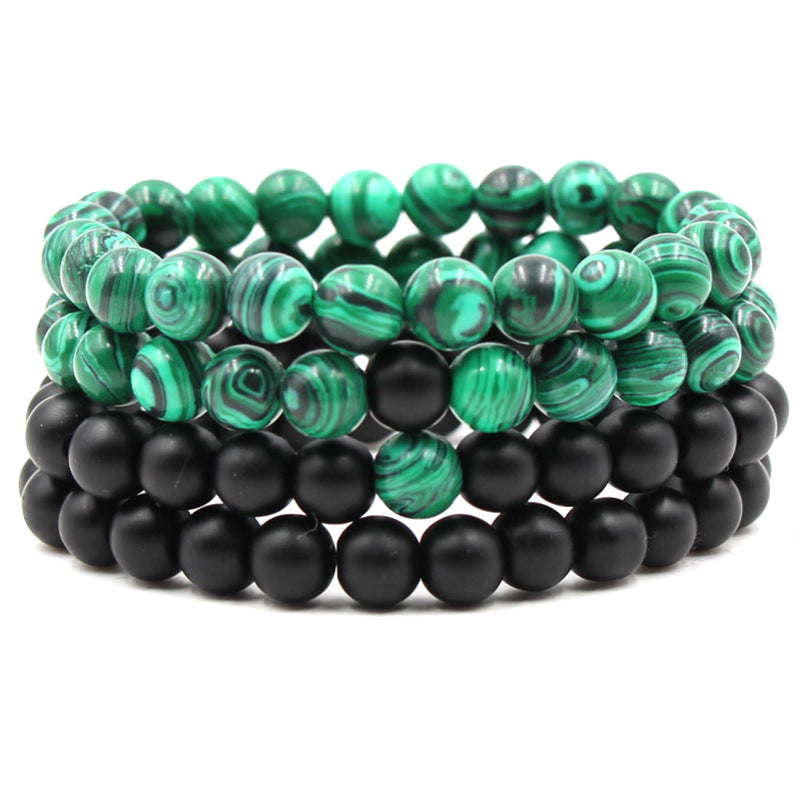 Supplier listing photo for Classic Black Matte Green Malachite Bracelet