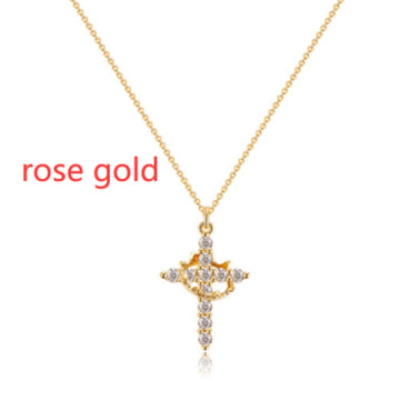 Rotating Crown Cross Pendant Necklace, view 9