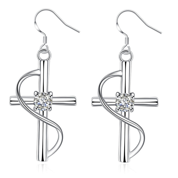Elongated Cross Drop Earrings, view 1