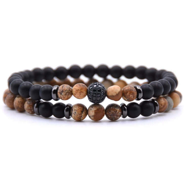 6 mm Natural Stone Bead Bracelet, view 7