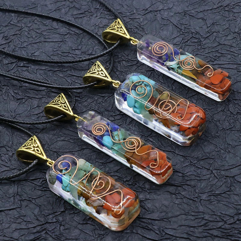 Seven Chakra Crystal Pendant Necklace, view 15