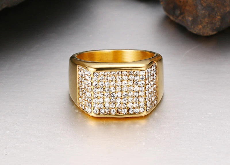 Men's Titanium Steel Crystal Ring, view 8