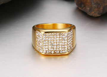 Men's Titanium Steel Crystal Ring, view 8