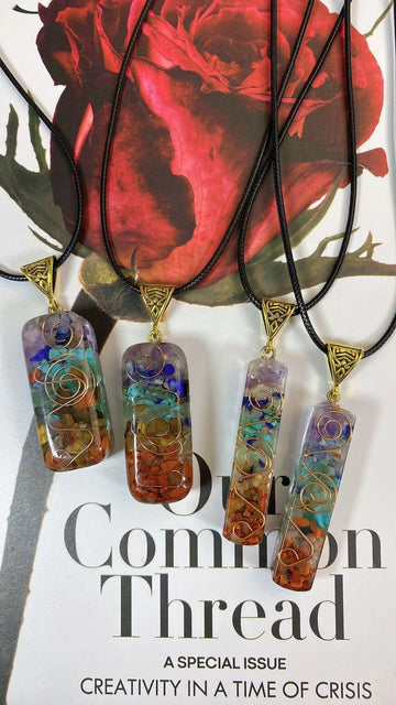 Seven Chakra Crystal Pendant Necklace, view 21