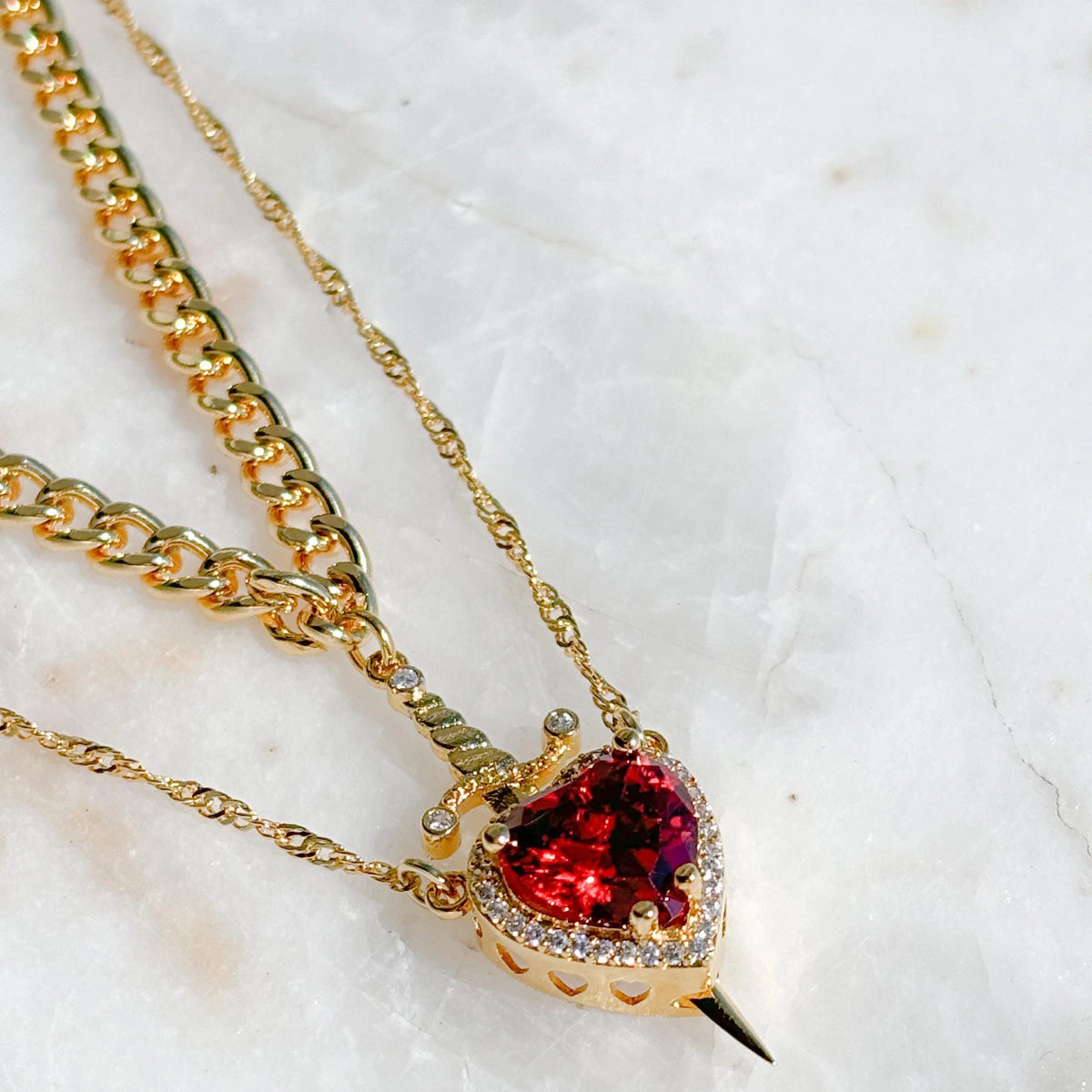 Gothic One Arrow Through Heart Necklace supplier gallery image 8