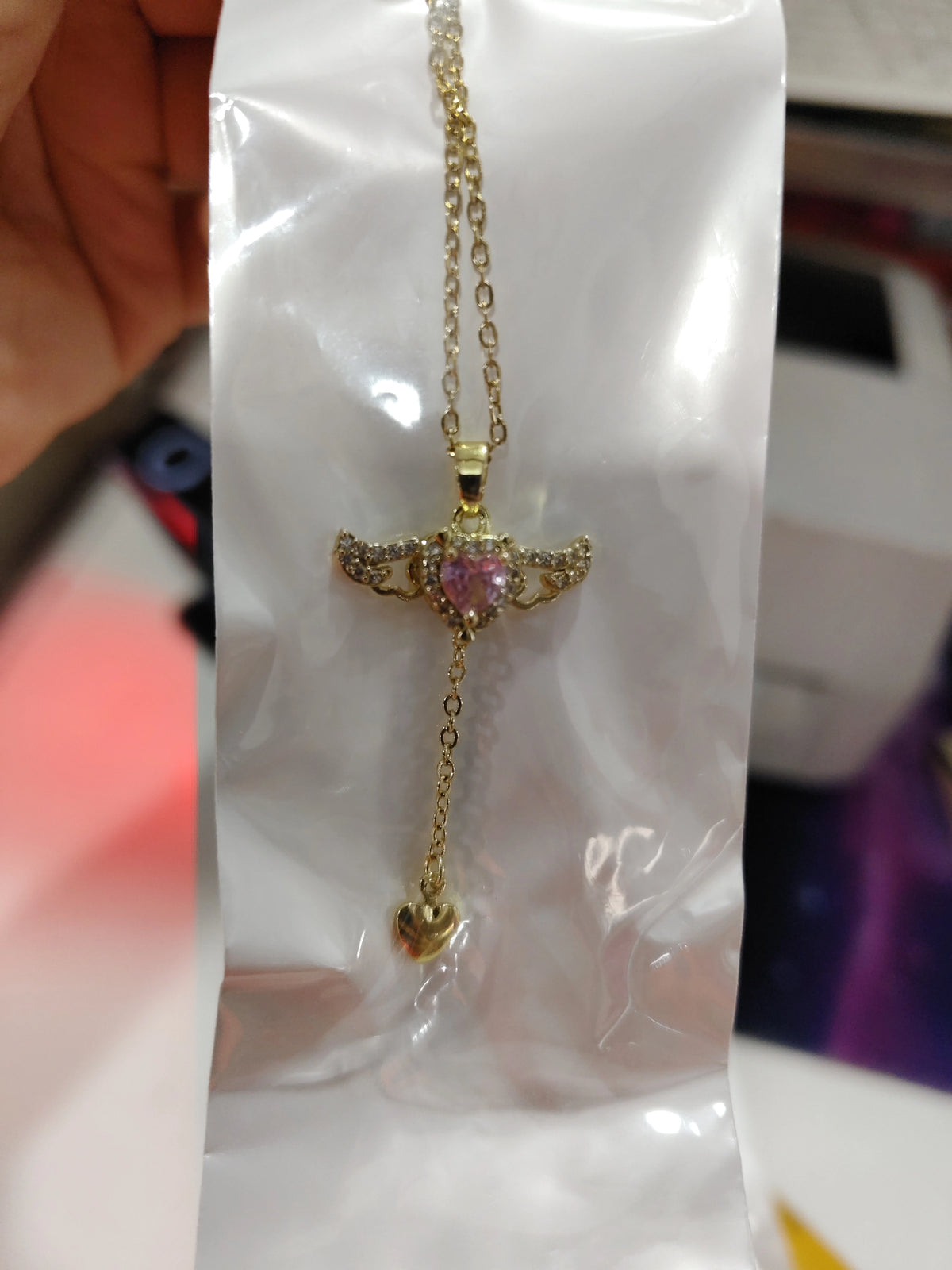 Moving Cupid Heart Angel Wings Necklace supplier gallery image 18