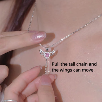 Moving Cupid Heart Angel Wings Necklace supplier gallery image 3