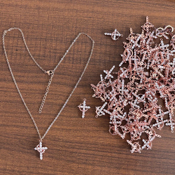 Rotating Crown Cross Pendant Necklace, view 15