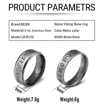 Odin Rune Stainless Steel Viking Ring, view 6