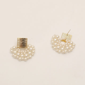 Handmade Pearl Woven Scalloped Pearl Earrings supplier gallery image 5