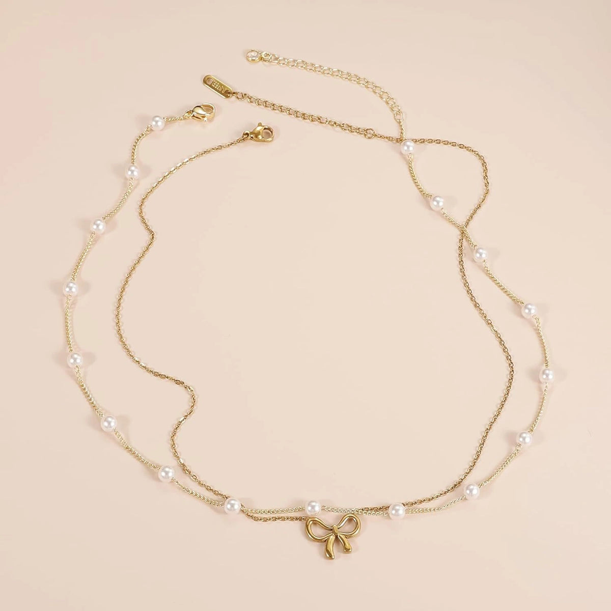 Pearl Double Layer Choker Gold Necklace supplier gallery image 5