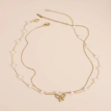 Pearl Double Layer Choker Gold Necklace supplier gallery image 5