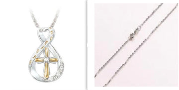 Two-Tone Footprints Cross Necklace, view 14
