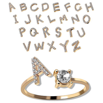 Supplier listing photo for Design Adjustable Initial Letter Elegant Ring