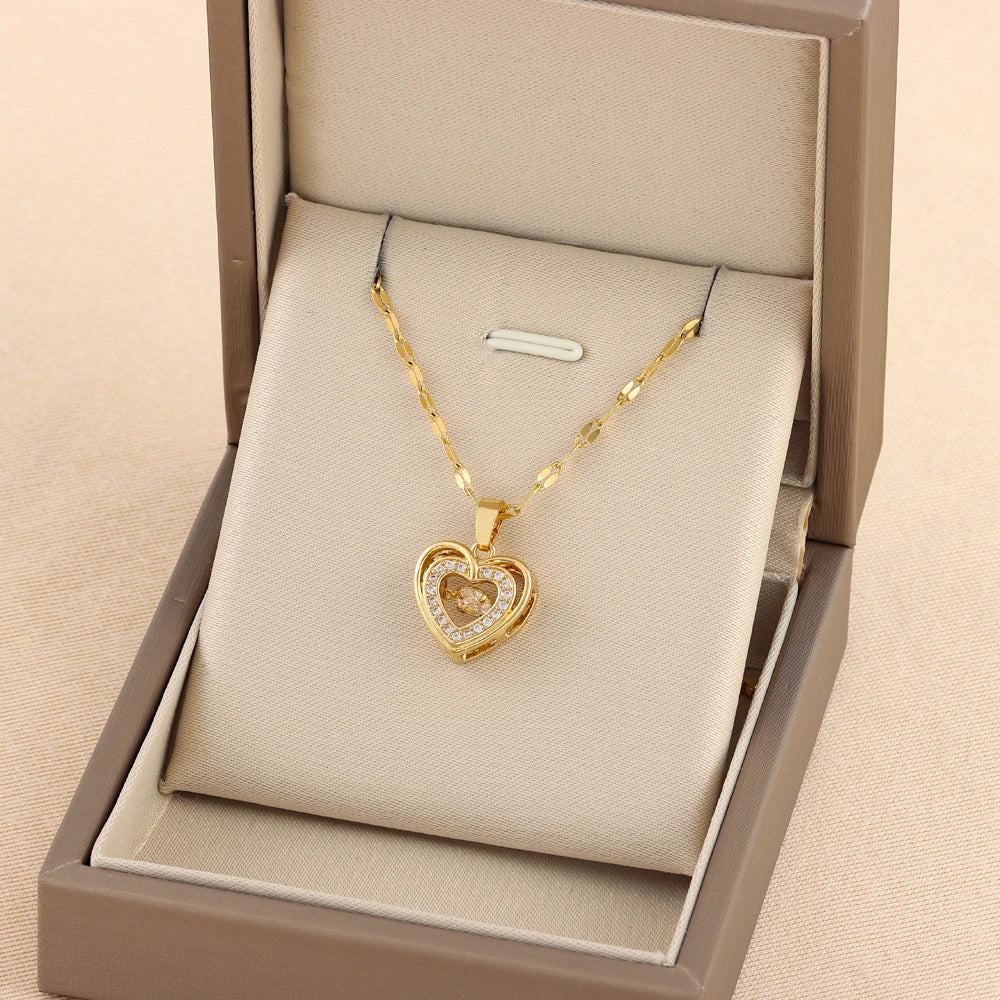 Double Layer Love Rhinestones Woman Necklace supplier gallery image 4