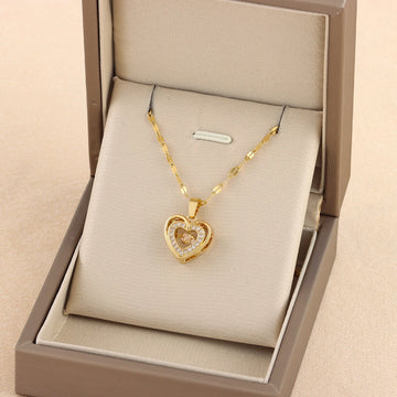 Double Layer Love Rhinestones Woman Necklace supplier gallery image 4