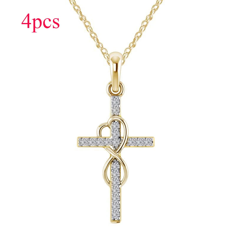 Crystal-Set Cross Pendant Necklace supplier gallery image 23