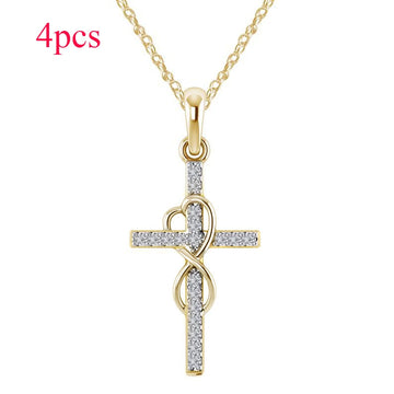 Crystal-Set Cross Pendant Necklace supplier gallery image 23