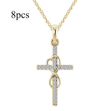 Crystal-Set Cross Pendant Necklace supplier gallery image 30