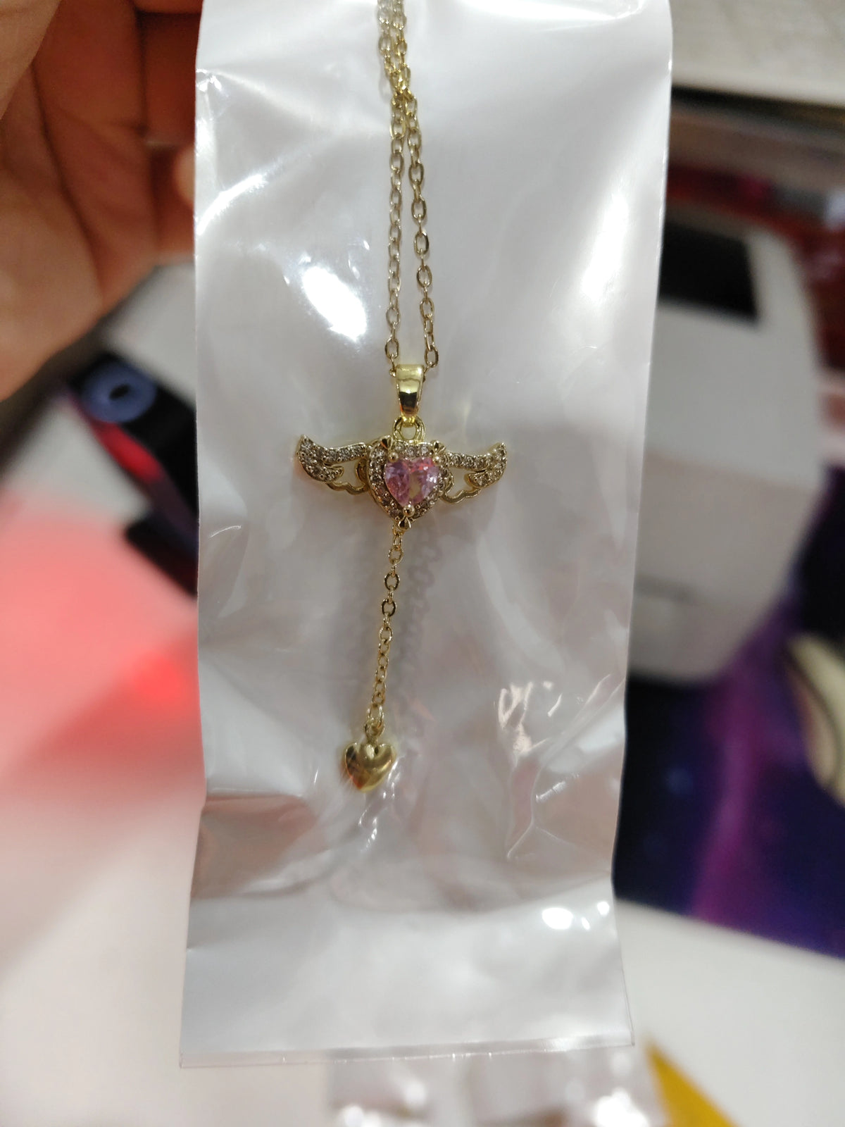 Moving Cupid Heart Angel Wings Necklace supplier gallery image 17