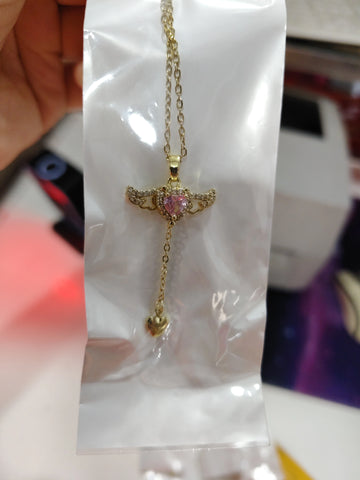 Moving Cupid Heart Angel Wings Necklace supplier gallery image 17