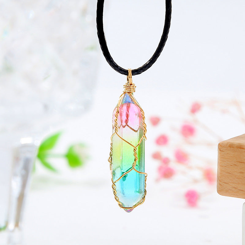 Geometric Clear Crystal Necklace, view 1