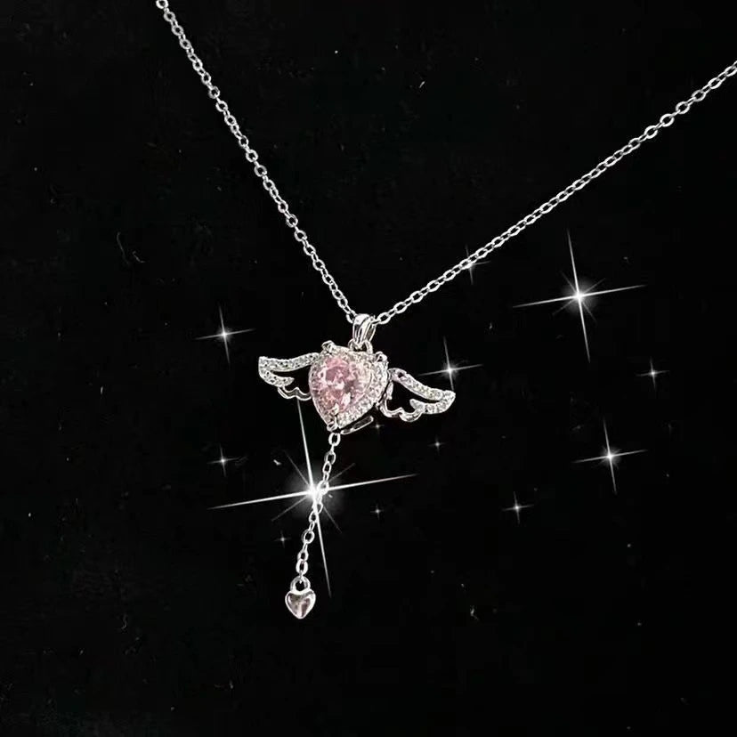 Moving Cupid Heart Angel Wings Necklace supplier gallery image 7