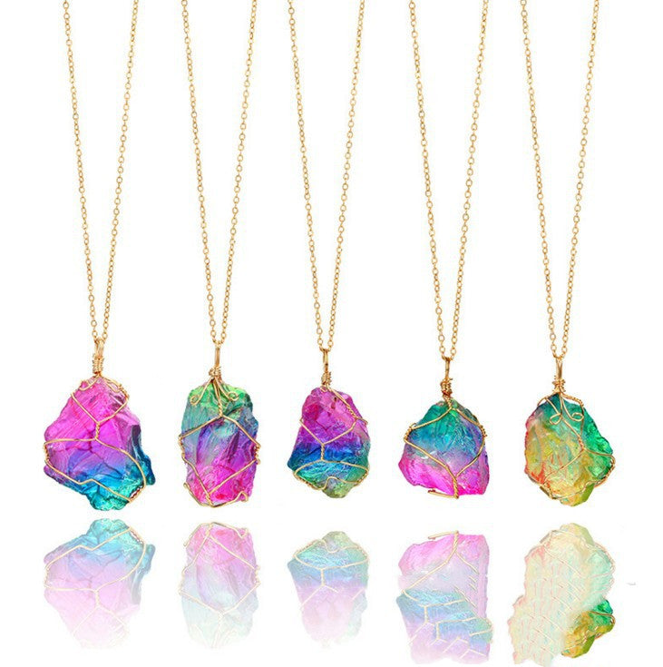 Supplier listing photo for Seven Color Natural Stone Rough Necklace