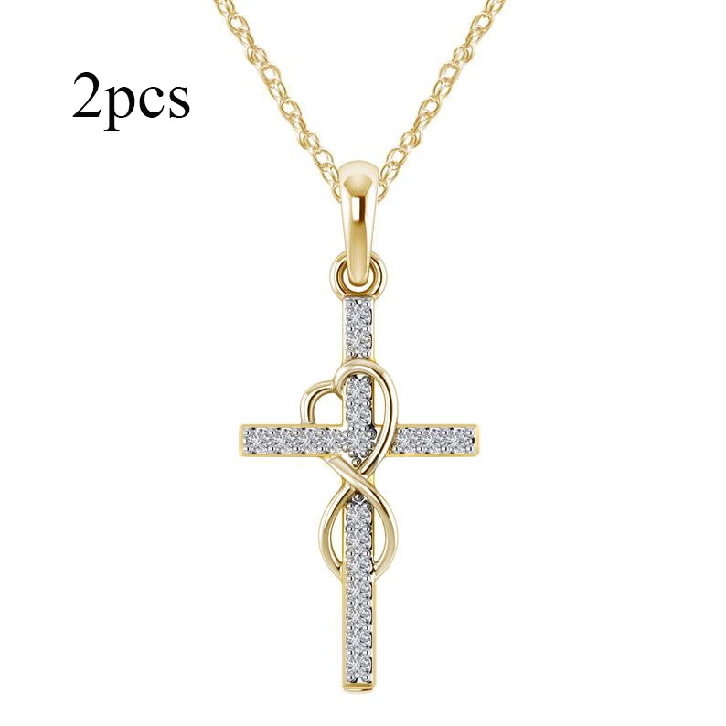 Crystal-Set Cross Pendant Necklace supplier gallery image 27