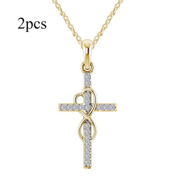 Crystal-Set Cross Pendant Necklace supplier gallery image 27