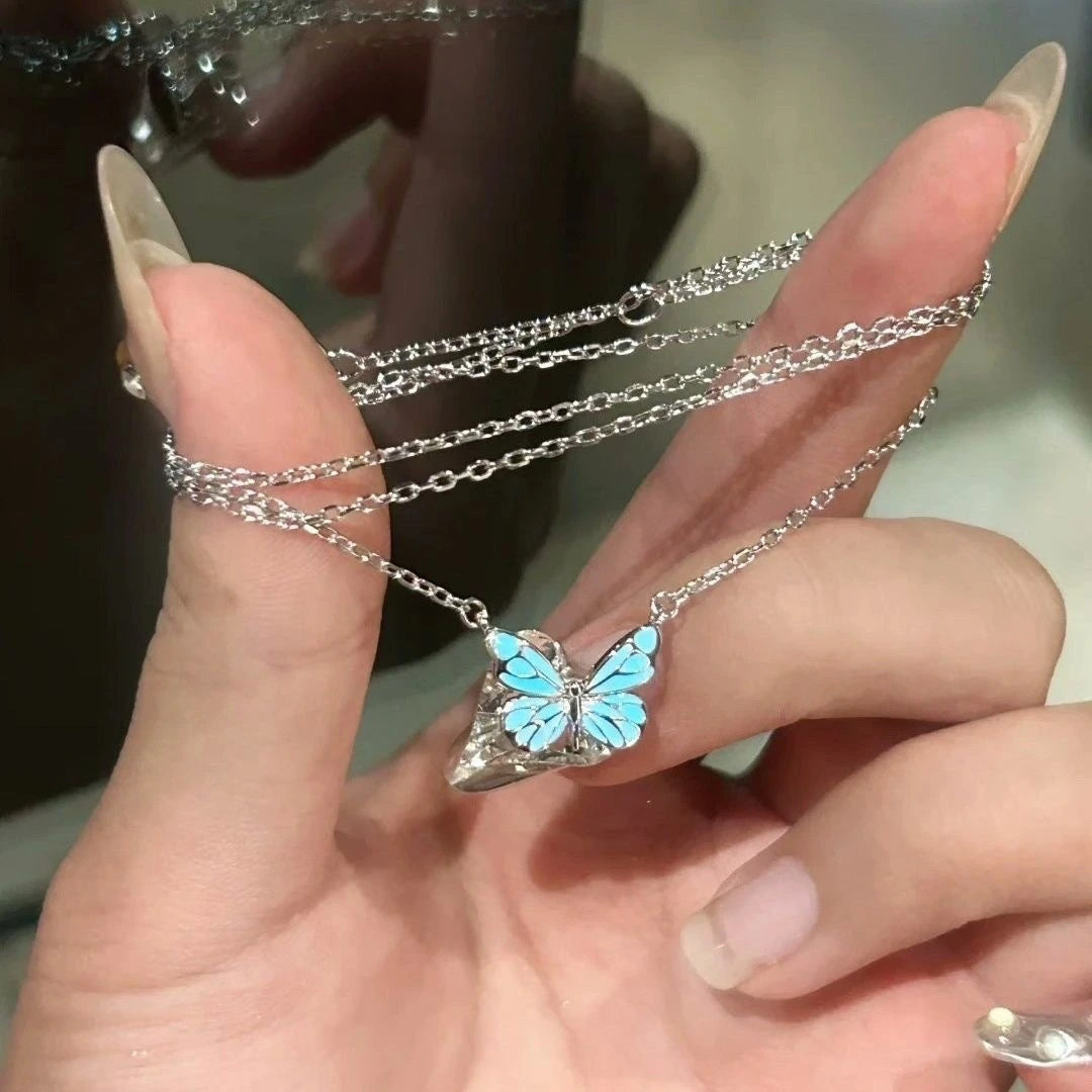 Blue Luminous Butterfly Glow Dark Necklace supplier gallery image 7
