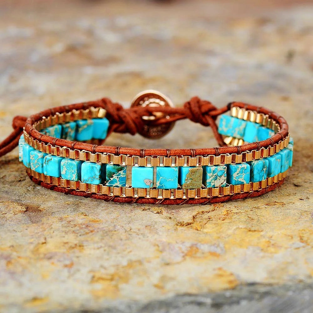 Imperial Stone Hand Woven Leather Bracelet supplier gallery image 3