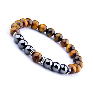 Tiger Eye & Obsidian Bead Bracelet, view 7