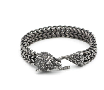Black Wolf Head Cuban Link Bracelet, view 8