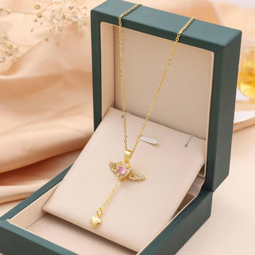 Moving Cupid Heart Angel Wings Necklace supplier gallery image 12