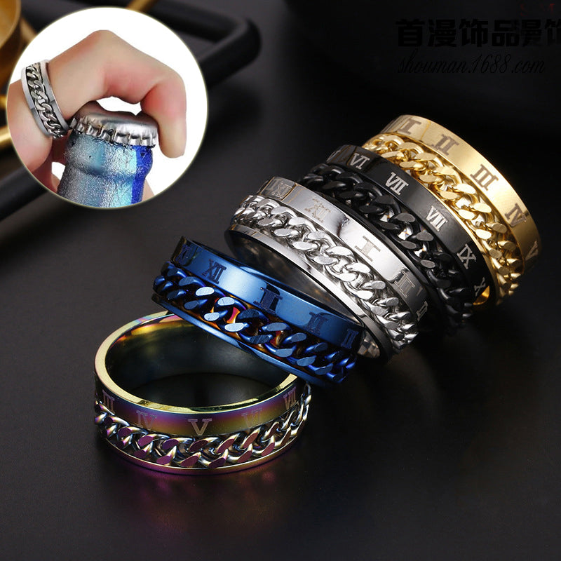 Roman Numeral Spinner Ring, view 1