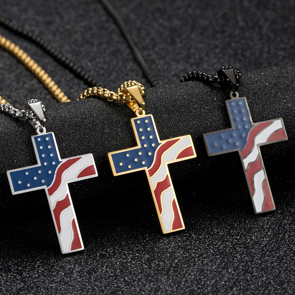 Flag Cross Pendant Necklace supplier gallery image 5